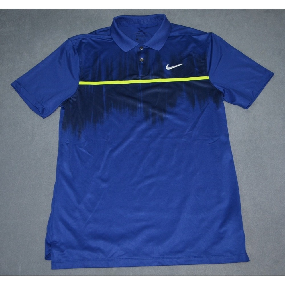 Nike Dri-Fit Dry Vapor Fog Print Men's S Golf Polo Large Royal Blue CN6806-455